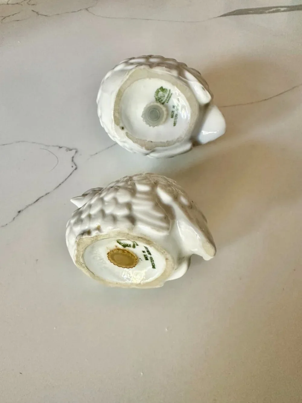 Vintage  Milk Glass Quail Salt & Pepper Shakers Set White Glass Birds Farmhouse